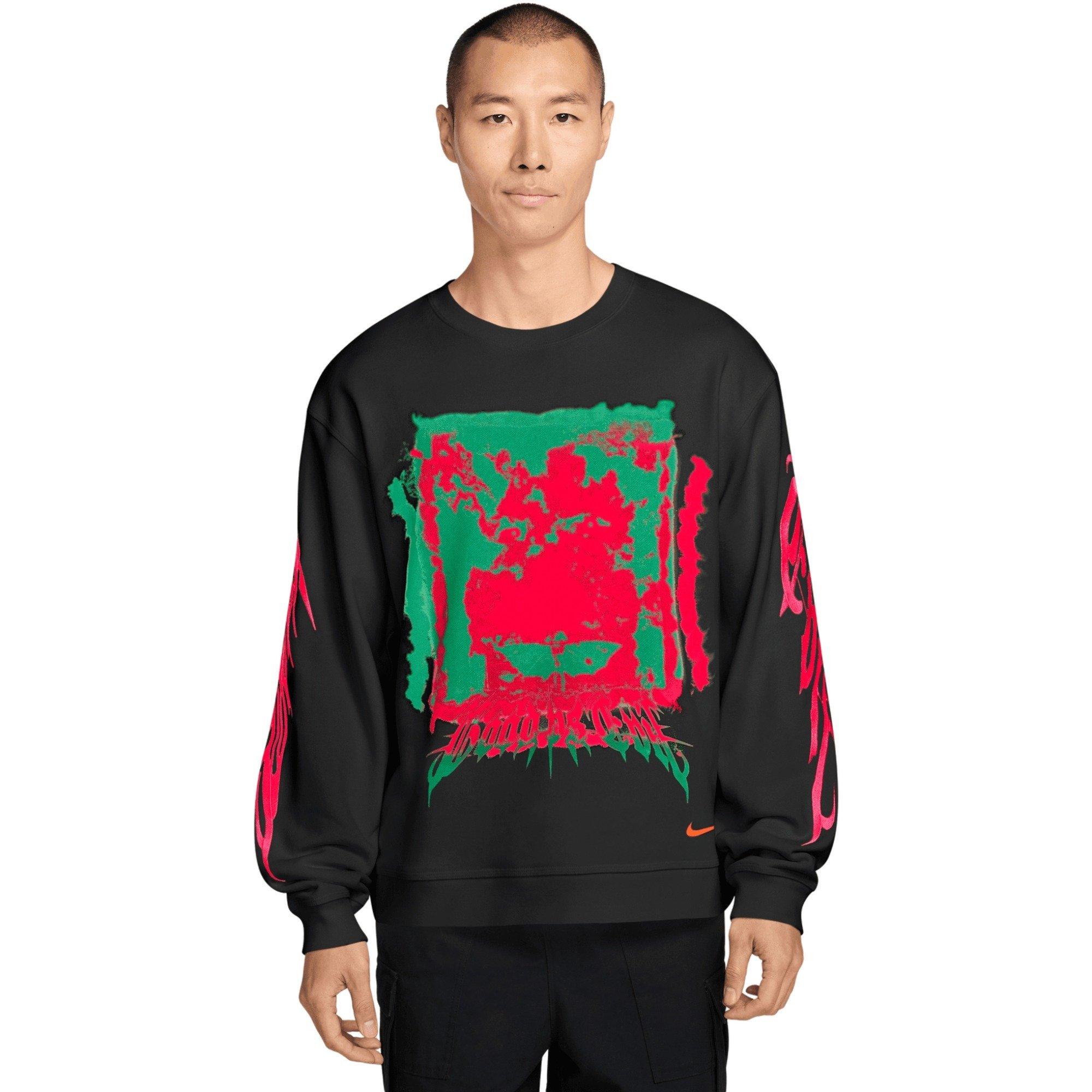 Nike Men's "Your Message Here" Fleece Crew-Neck Sweatshirt - BLACK